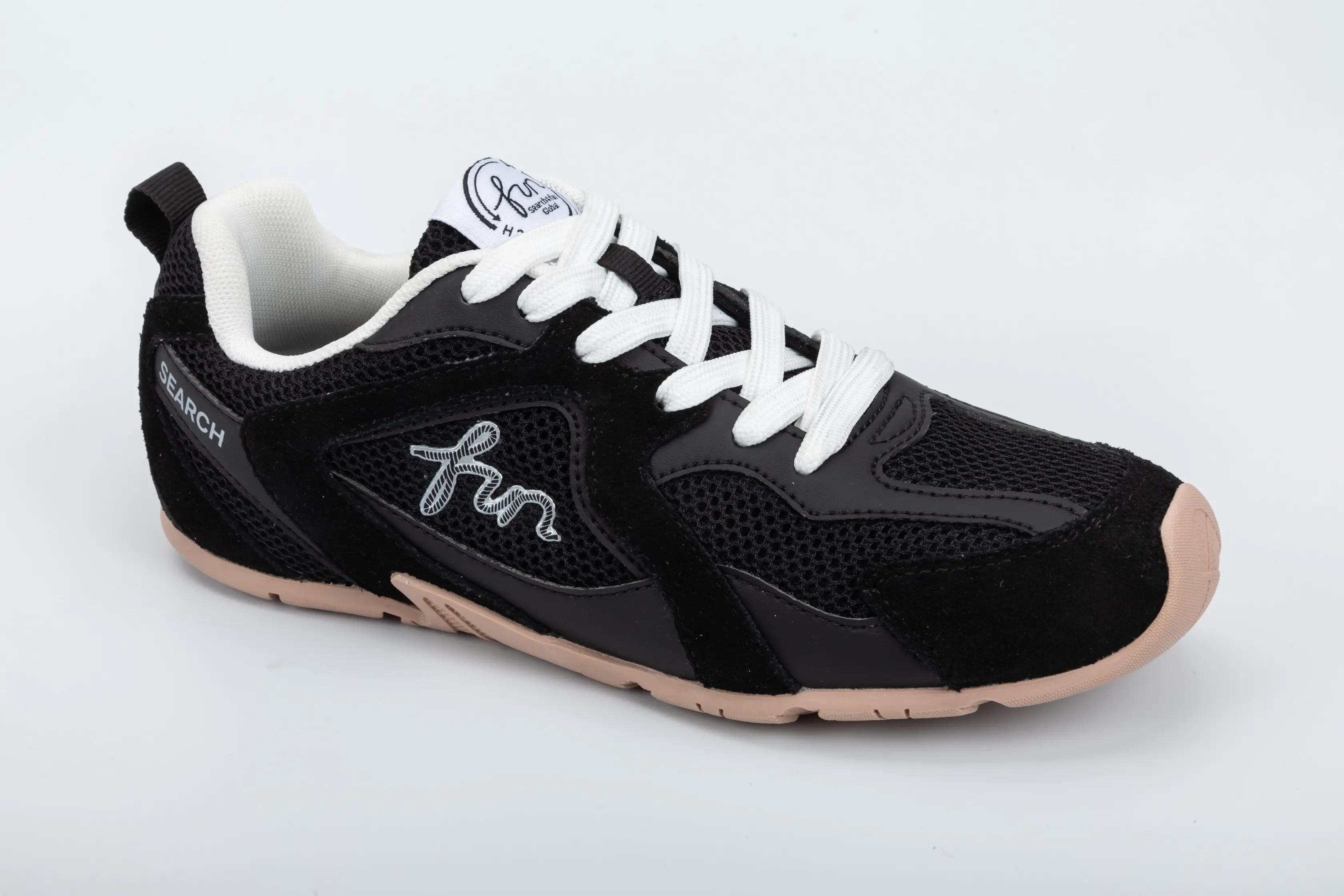 Custom Pink Mesh Casual Sneakers with Suede Panels and Gum Rubber Sole for Wholesale