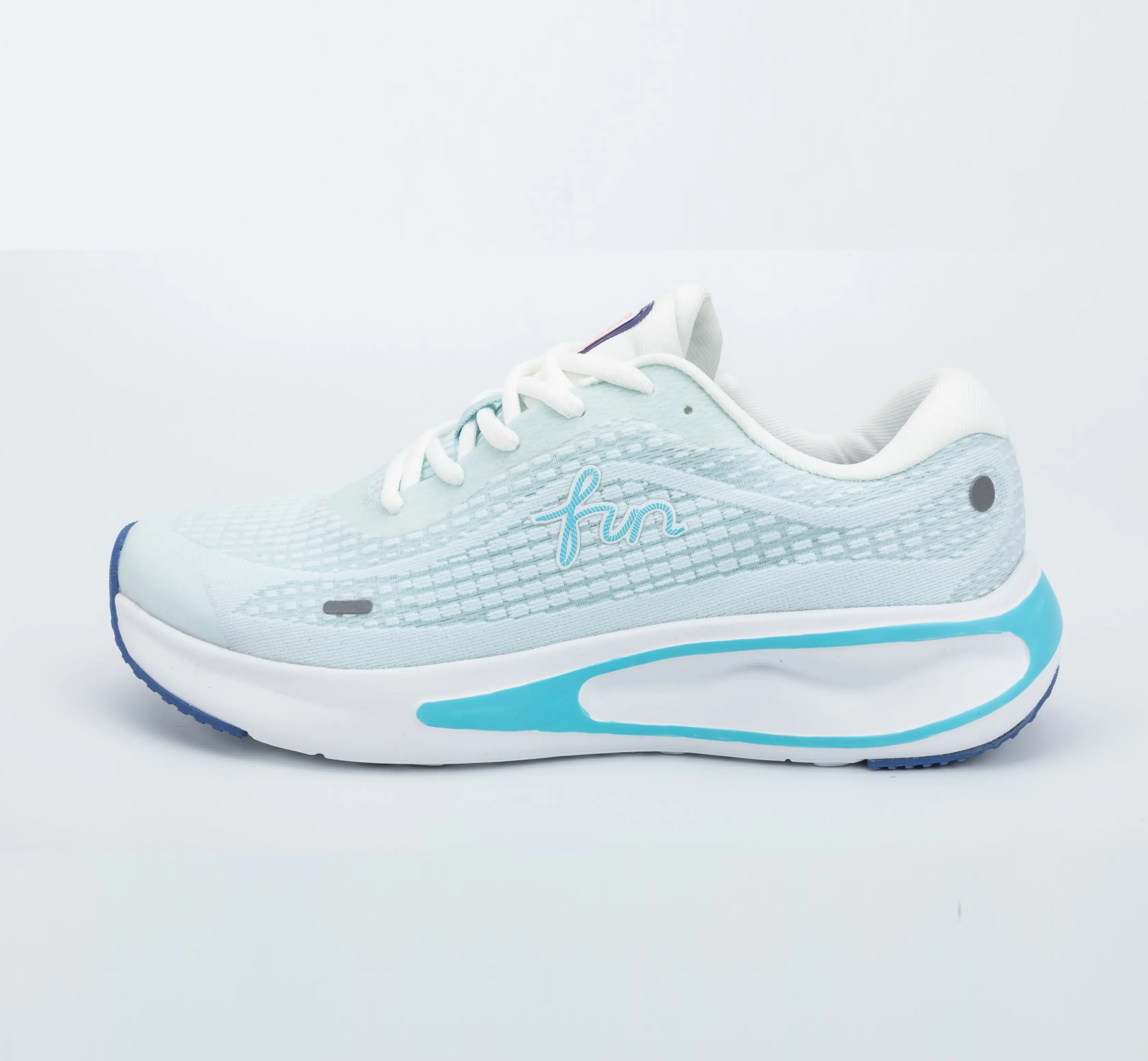 Custom Light Blue Mesh Running Sneakers with Thick Cushion Sole for Unisex Sportswear