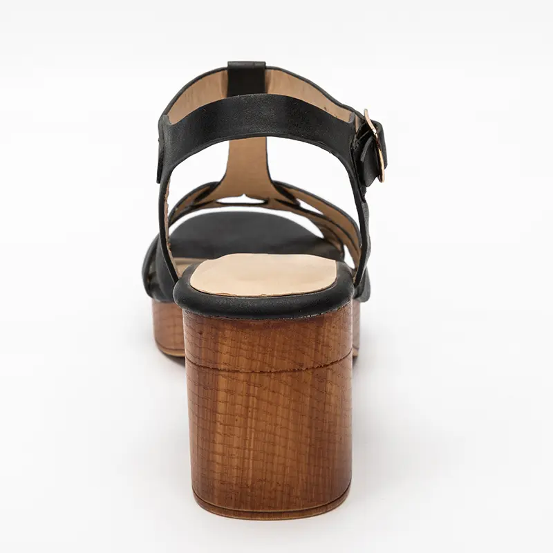 Custom Ladies Heeled Sandals with Wood Print