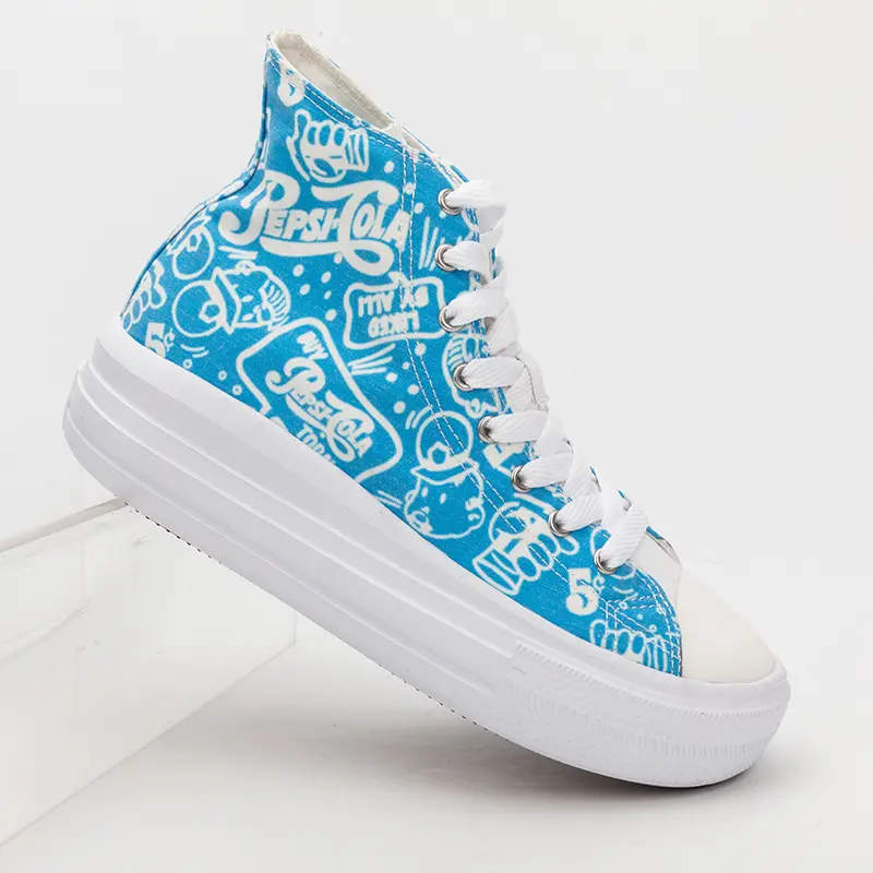 Wholesale High Top Ladies Canvas Shoes with Trendy Prints Service, Manufacturer