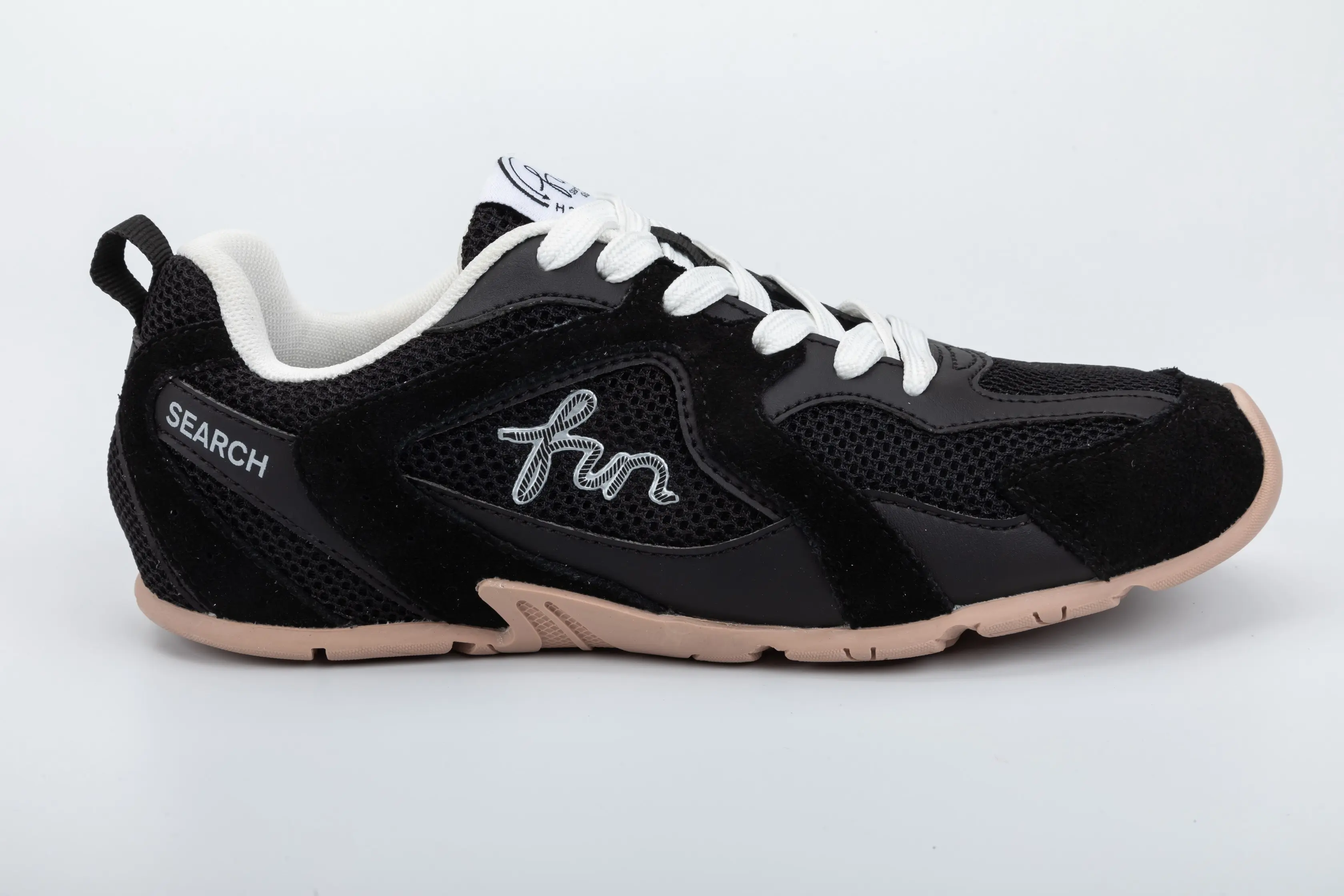Custom Pink Mesh Casual Sneakers with Suede Panels and Gum Rubber Sole for Wholesale