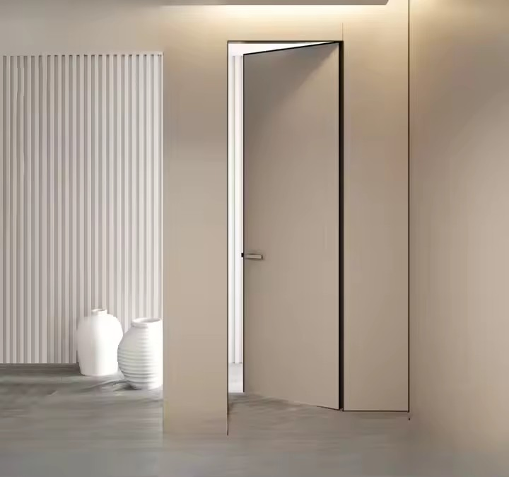 High-End Luxury Secret Room Wooden Internal Frameless Invisible Flush Hinged Hidden Door