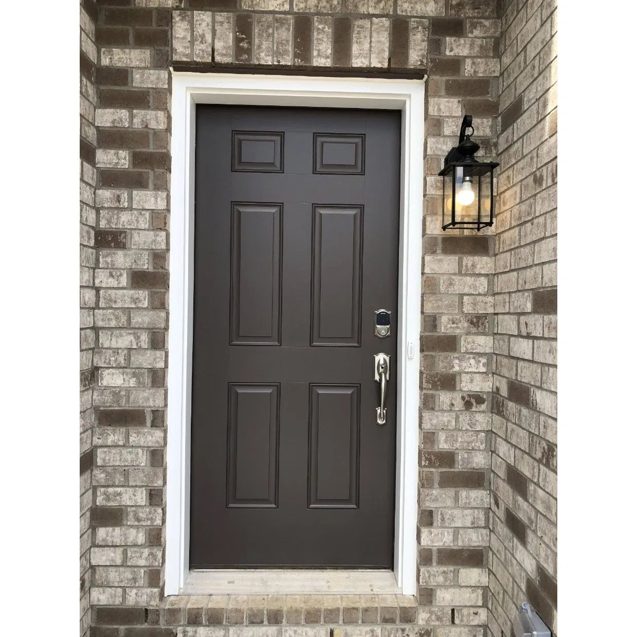 Modern Style Prehung 6 Panels White Fiberglass Moulded Design Doors Entry Front