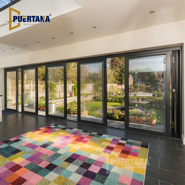 Outdoor Exterior Aluminium Stacking Bifold Accordion Folding Sliding Panoramic Patio Slide Turn Door System