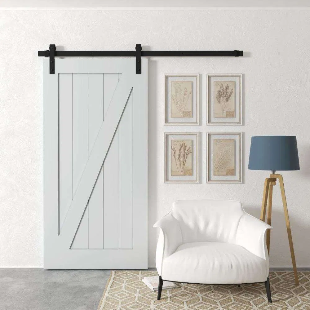 Modern Solid Wood Sliding Interior Soundproof Door Black Barn Doors with Frame