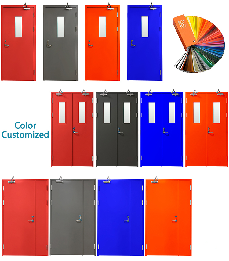Foshan Emergency Exit Fireproof Metal Door Steel Fire Rated Escape Doors for Hotel, School, Hospital, Apartment