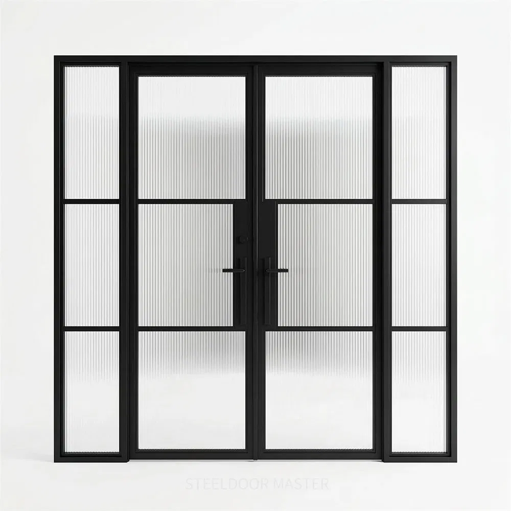 Slim Low Profile Interior French Style Steel Glass Doors with Suficient Nature Light