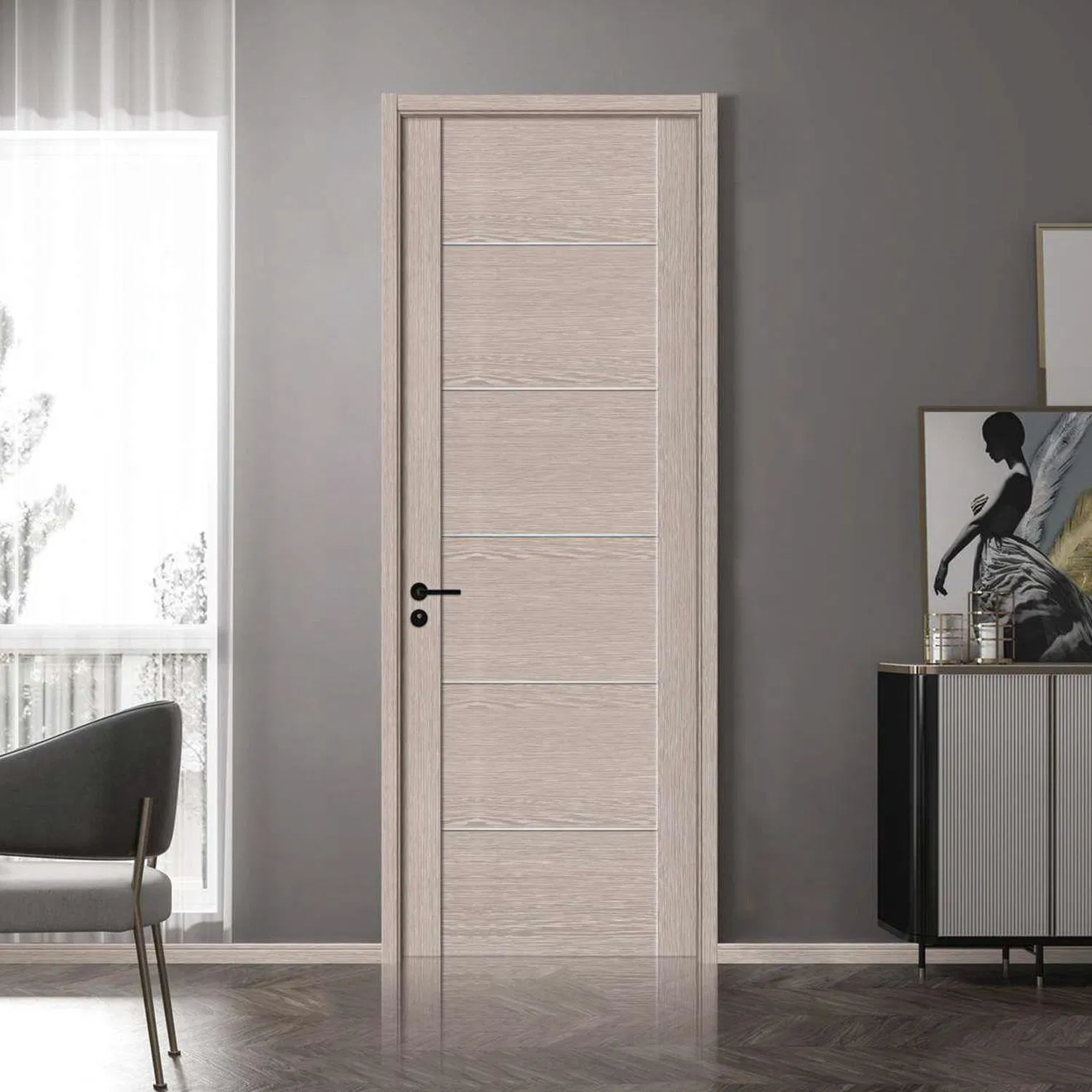 Wholesale Interior Customized PVC WPC Waterproof Soundproof Interior Door Sliding Barn Door