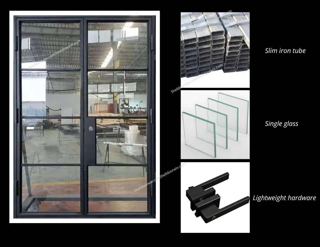 Interior French Style Steel Glass Doors Material