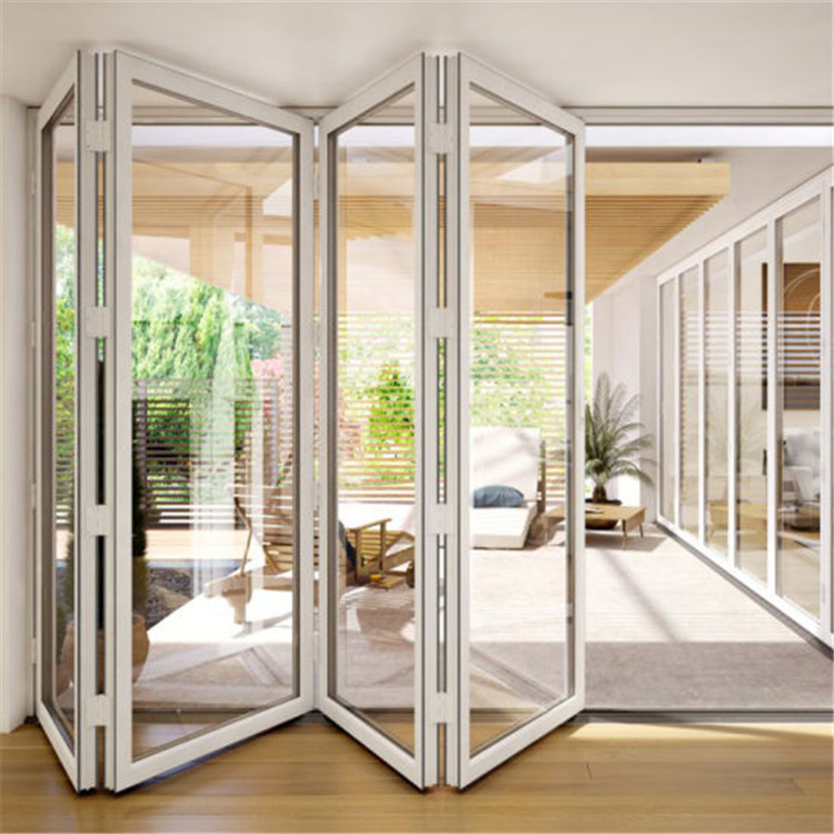 Aluminum Bifold Patio Folding Glass Doors Outswing Energy Efficient Bifold Glass Door