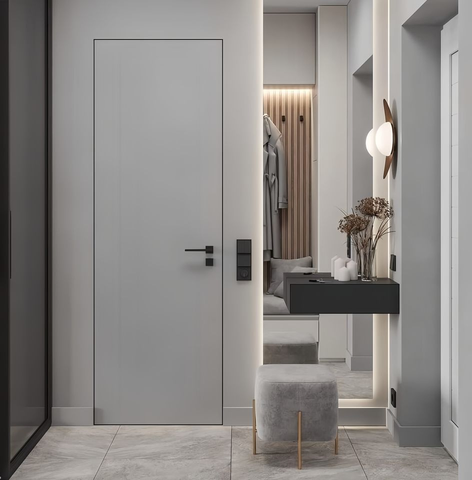 Luxury Frameless Wood Aluminium Hidden Door Custom Interior Pre-Hung Office House Room Invisible Secret Design Slab Door