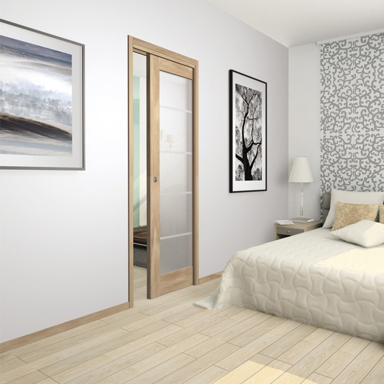 Interior Wood Barn Door with Stainless Steel Track Wood Sliding Door