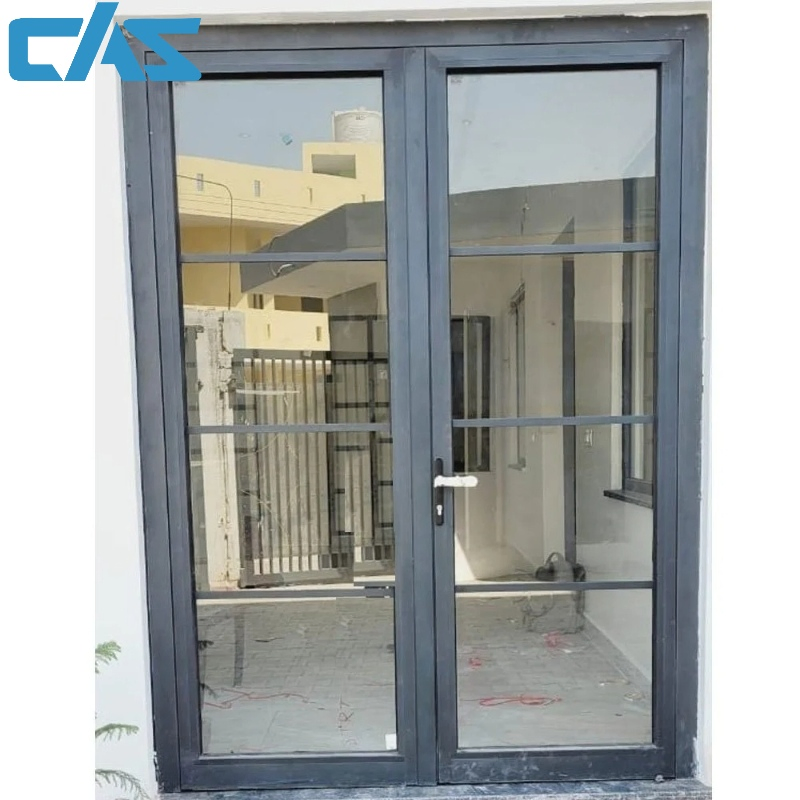 Puerta de pantalla de doble batiente de aluminio, puerta de seguridad de cristal batiente económica, puerta de aluminio con bisagra