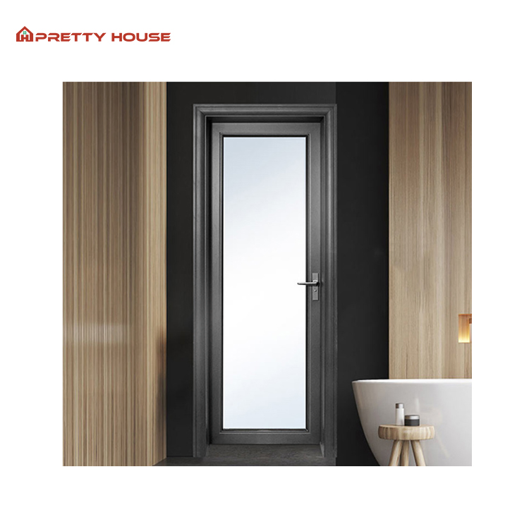 Hotel Exterior Interior Double Glass Door Aluminium Black Frame French Door