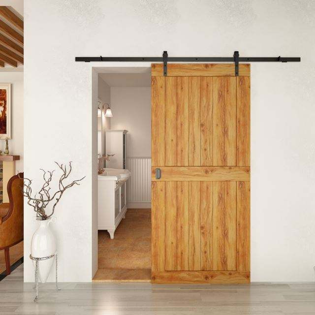 Modern Solid Wood Sliding Interior Soundproof Door Black Barn Doors with Frame