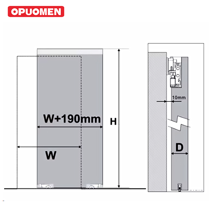 Trackless Wooden Ghost Door Aluminum Alloy Sliding Door Bedroom Kitchen Bathroom Door