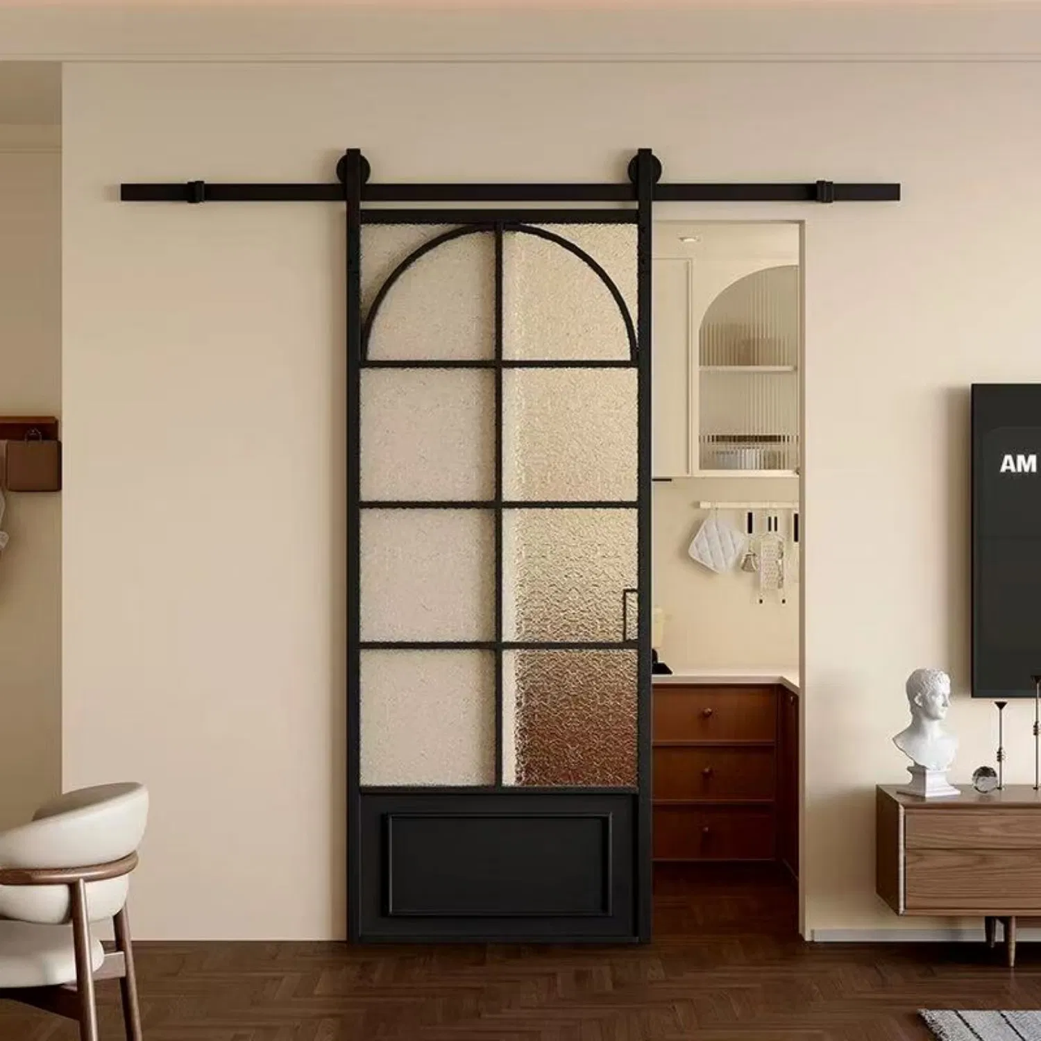 Barn Sliding Pocketphantom Gatehidden Bookshelf Solid Wood Wooden Aluminum Alloy Glass Study Room Customize Door