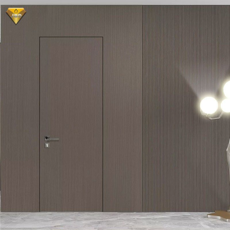 USA Minimalist Style Interior Frameless Wooden Door for Villa Internal Hidden Room Secret Doors Flush Frameless Invisible Door