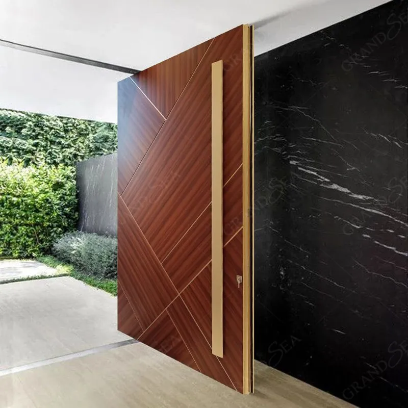 Wholesale Price Exterior Main Entrance Security Stainless Steel Front Tempered Glass Modern Pivot Doors