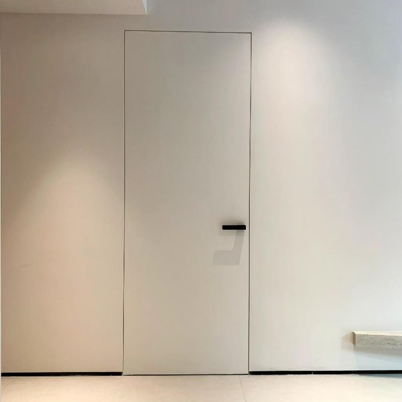 White Primed Frameless Hidden Interior Wooden Door Modern Invisible Flush Hidden Interior Doors Swing Secret Door