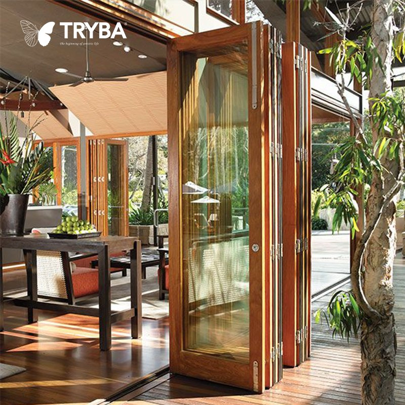 Modern Veranda Large Bi Folding Patio Burglar Proof Double Glass Accordion Design Partition UPVC Folding Door Residential