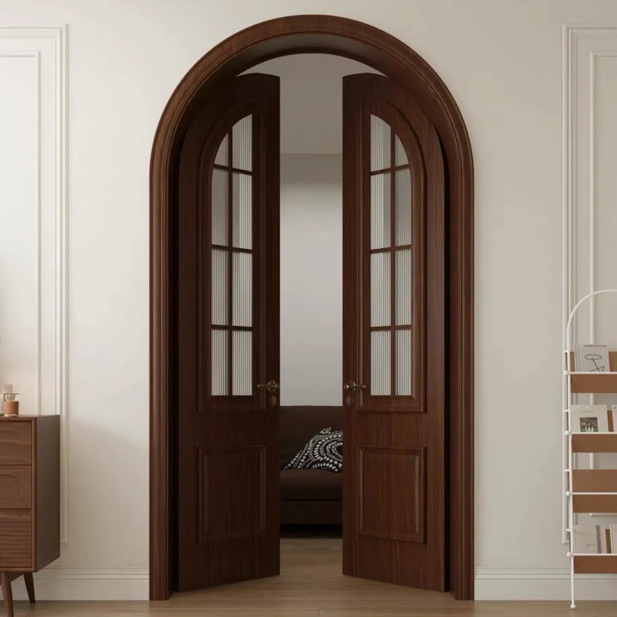 Custom Modern Entry Doors Exterior Smooth Fiberglass Door with Glass