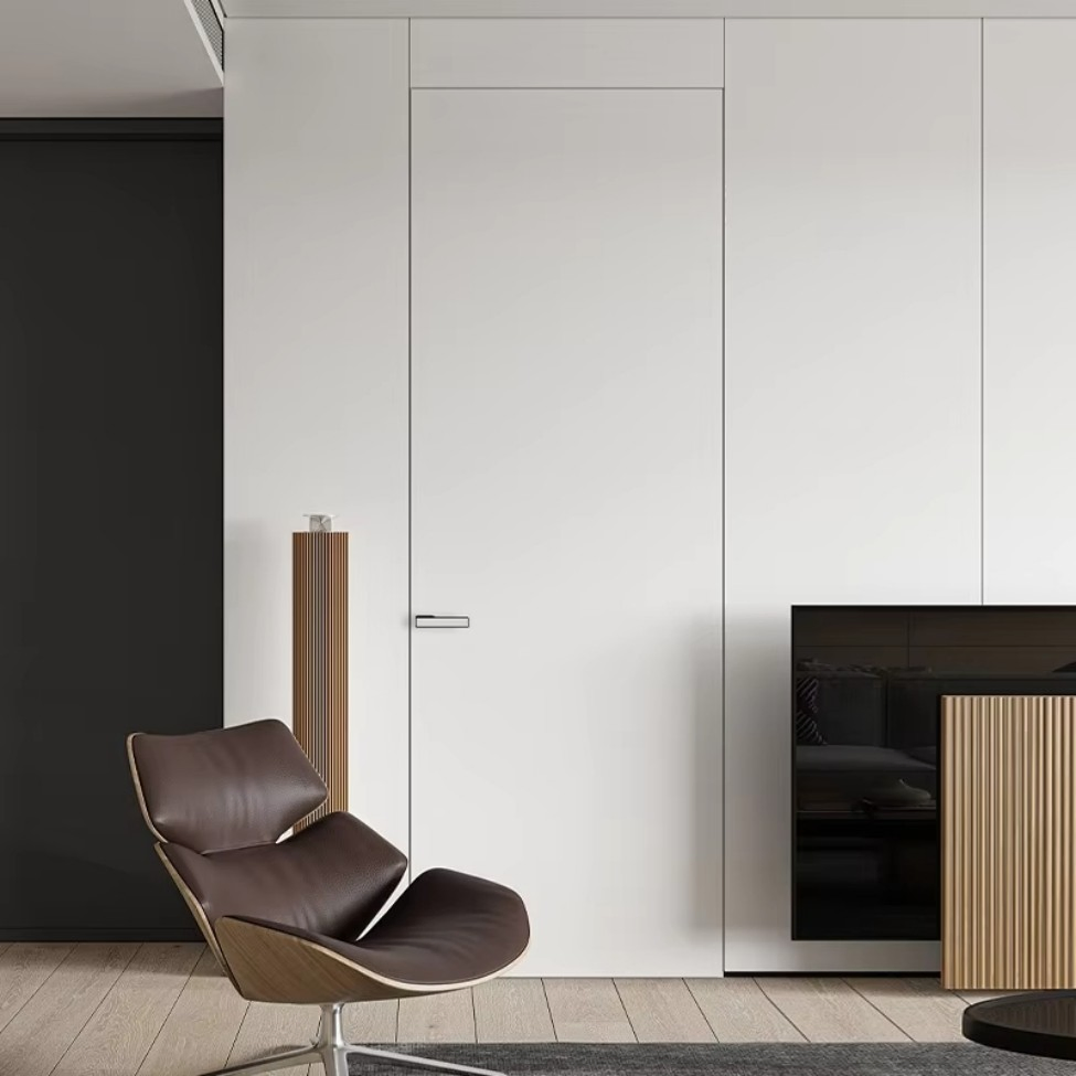 High-Quality MDF Door Skin PVC/Paint Finishing Flush Solid Wood Core Acoustic Soundproof Wooden Door for Home Renovation