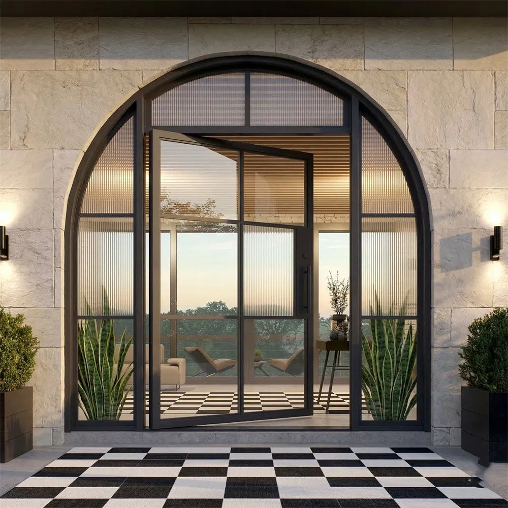 Minimalist French Style Slim Thermal Break Steel Glass Doors with Insulated Foam