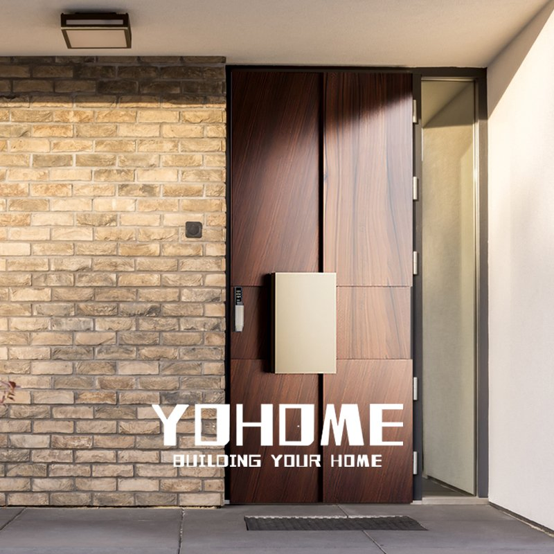 European Standard Fiberglass Cast Aluminium Pivot Front Door with Side Window Entry Door One Side Panel Glass