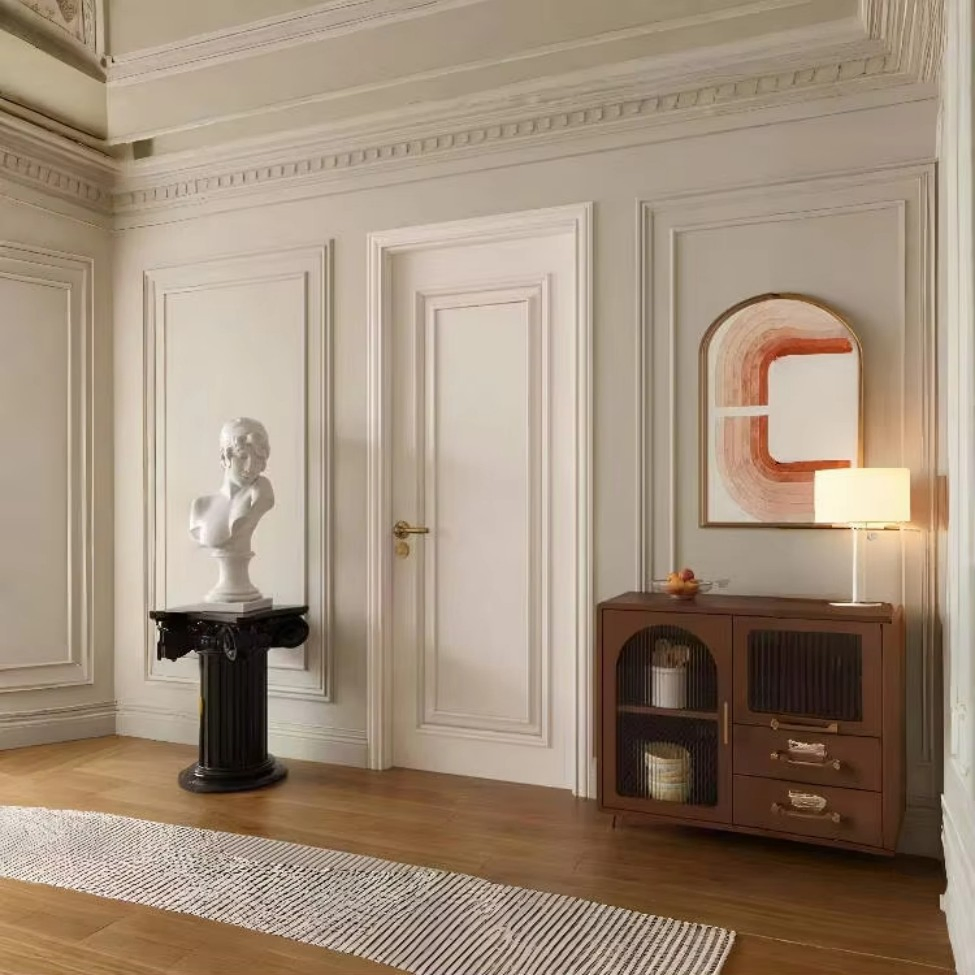 Modern Design Waterproof Fireproof Solid Wood WPC Door for Indoor Entry Finished Fiberglass for Bedroom Residential Apartment