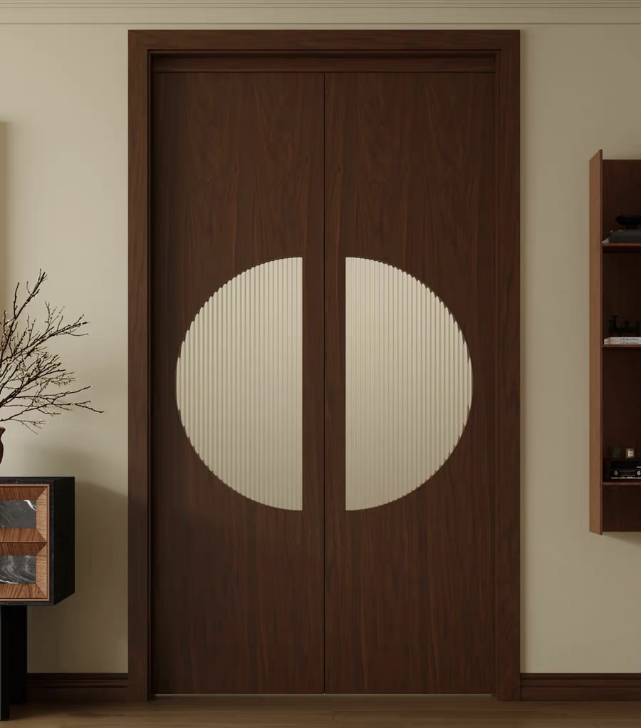 Custom Modern Entry Doors Exterior Smooth Fiberglass Door with Glass