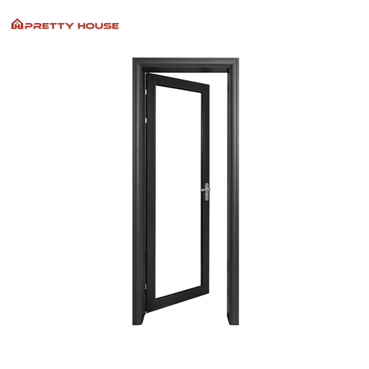 Hotel Exterior Interior Double Glass Door Aluminium Black Frame French Door