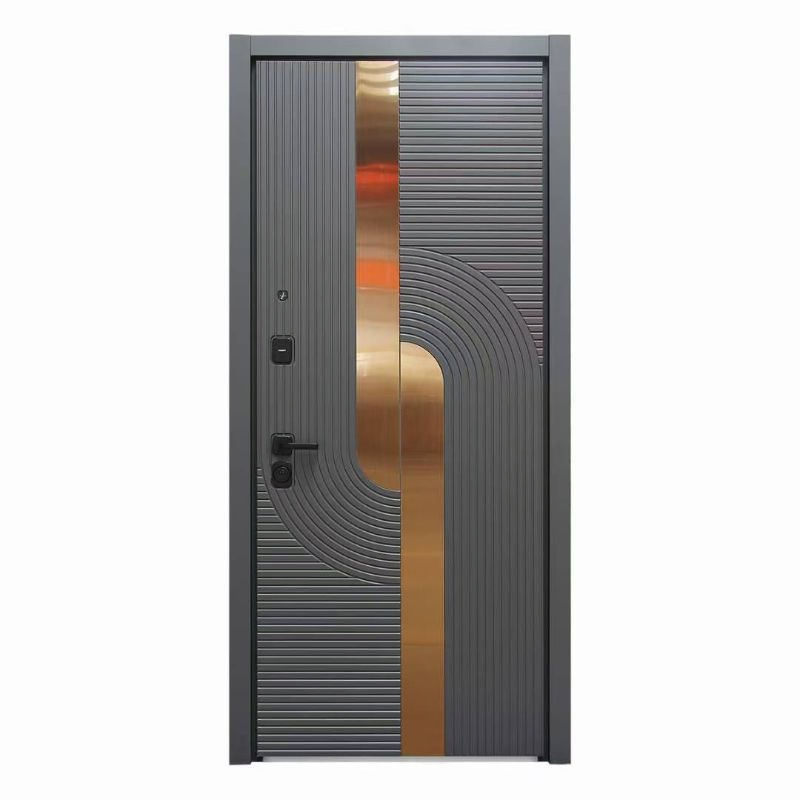 Customized New Design Custom House Luxury Villa Main Exterior Entrance Entry Front Metal Security Aluminum Steel Iron Wrought Modern Pivot Russia Turkish Door