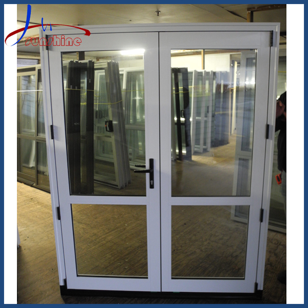 Grey Color Powder Coating Aluminum Glass French Door Double Glazed Swing Casement Doors