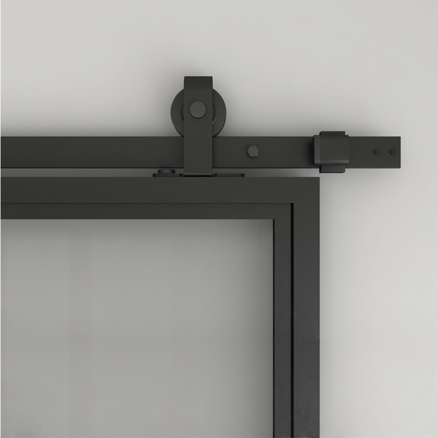 3-Lite Tampered Glass Barn Door Steel Frame Sliding Hardware Kit Door Handle