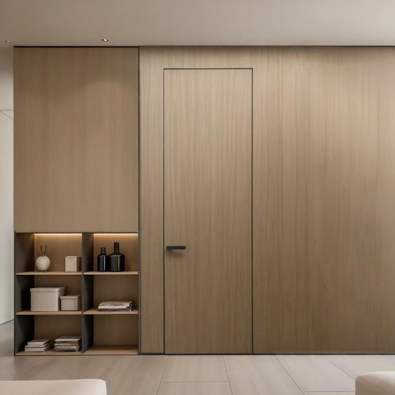 White Primed Frameless Hidden Interior Wooden Door Modern Invisible Flush Hidden Interior Doors Swing Secret Door
