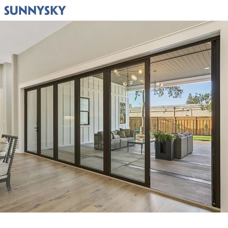 Sunnysky Factory Wholesale Price Australian Standard Aluminum Alloy Sliding French Doors with Double Glass