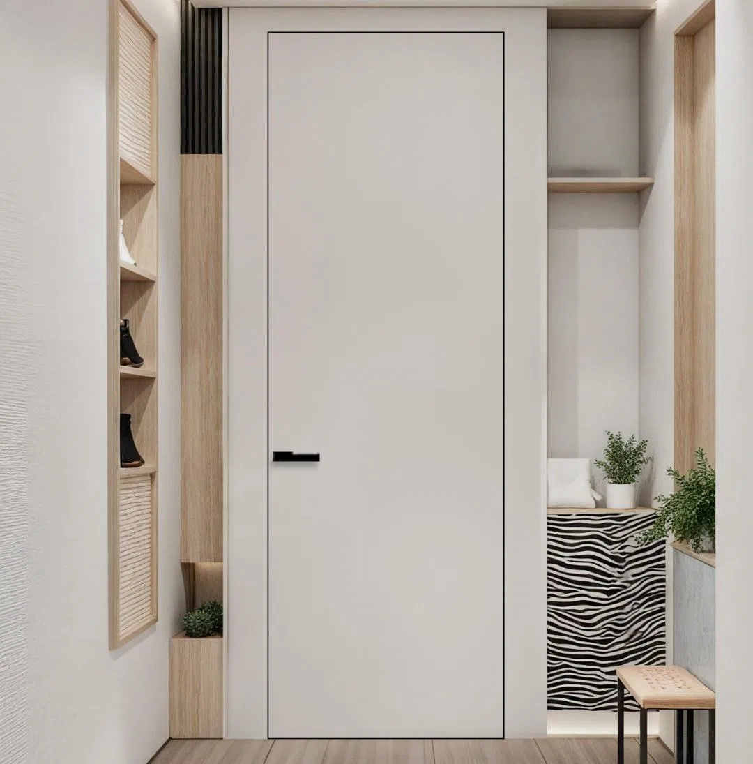 White Primed Frameless Hidden Interior Wooden Door Modern Invisible Flush Hidden Interior Doors Swing Secret Door
