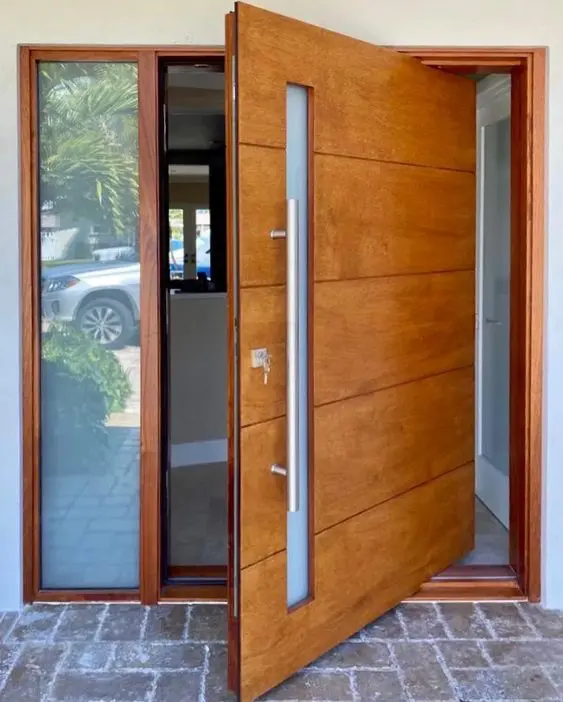 Cbmmart Solid Rubber Wood Main Interior Entrance Pivot Door with Long Handle