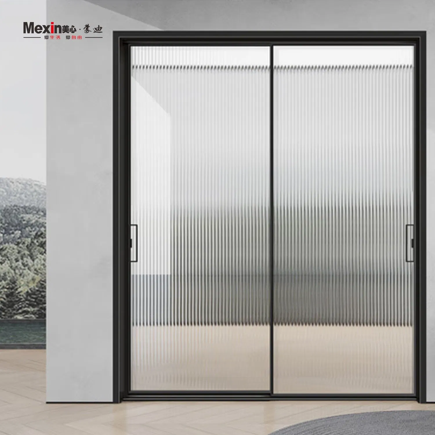 Mexin China Manufacturers Sliding Bifold Black Frameless Glass Door Soundproof Design for Patio Sliding Door