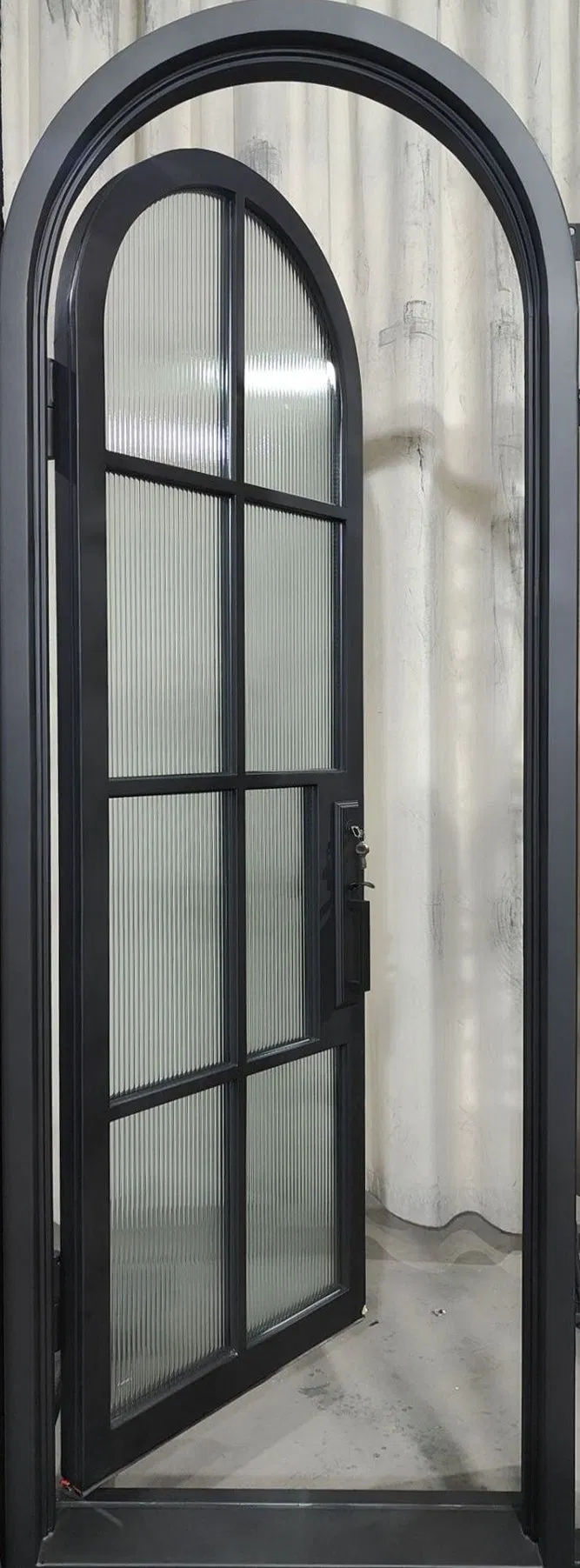 Hand Forged Single French Steel Doors with Glass Panels for Modern Project