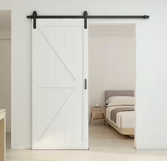 Premium 36X84 Louvered Wood Barn Door with Sliding Hardware