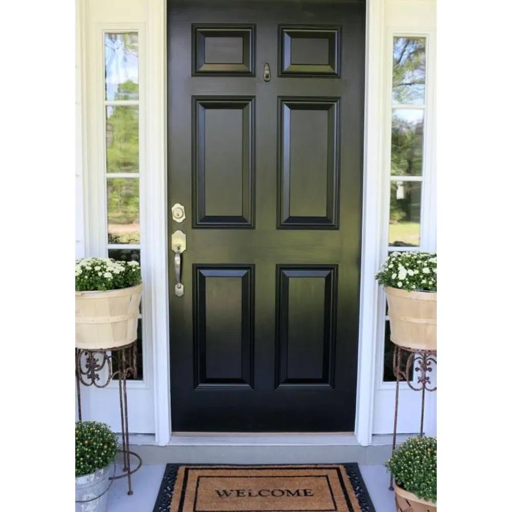 Modern Style Prehung 6 Panels White Fiberglass Moulded Design Doors Entry Front