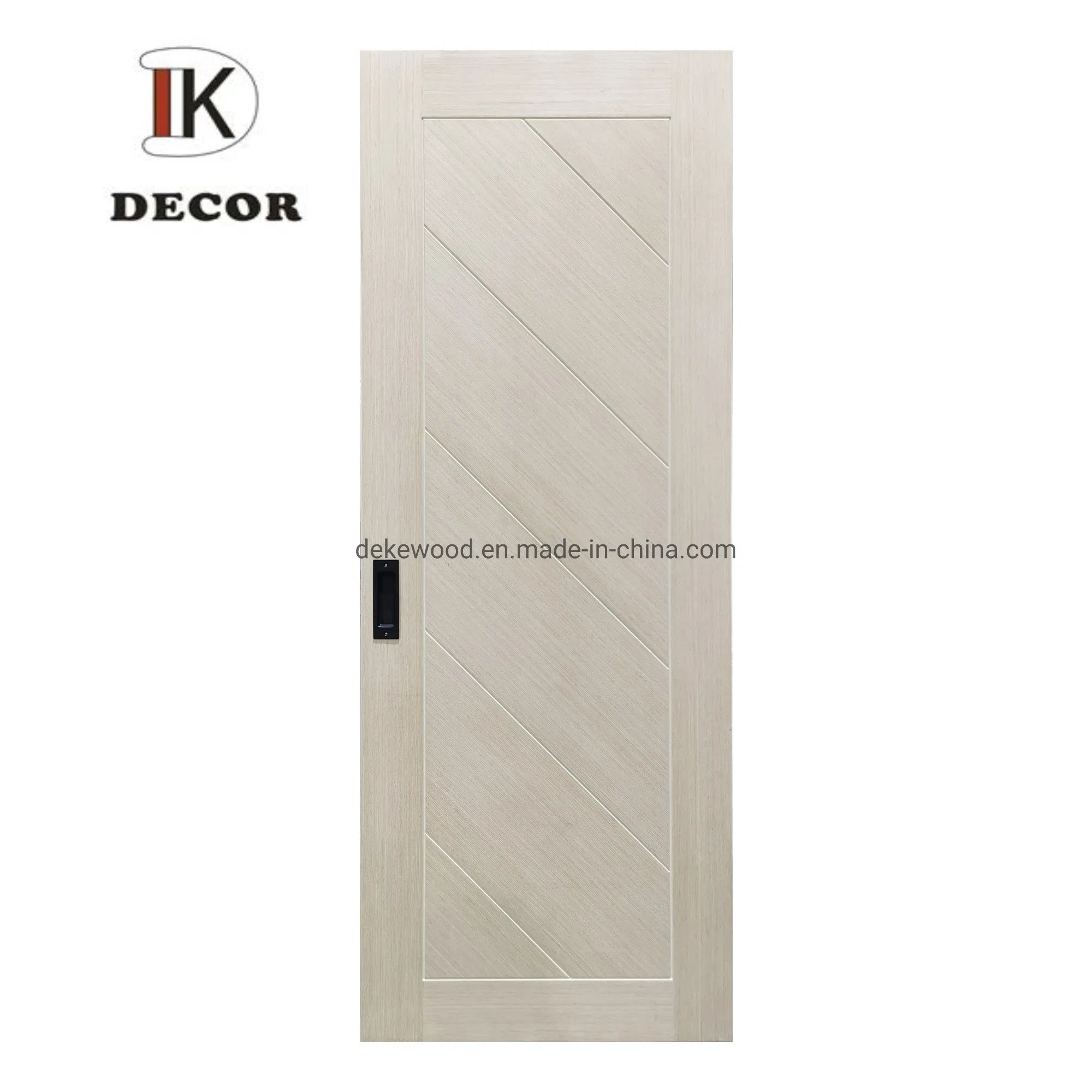 Engineered Oak Veneer MDF Panel Interior Sliding Wood Barn Door with Grooves