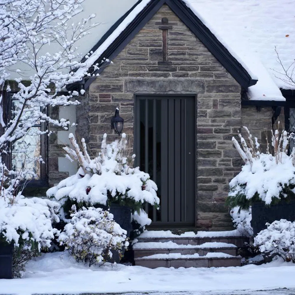 Puerta de entrada de metal de acero inoxidable para exterior, puerta de patio frontal de seguridad