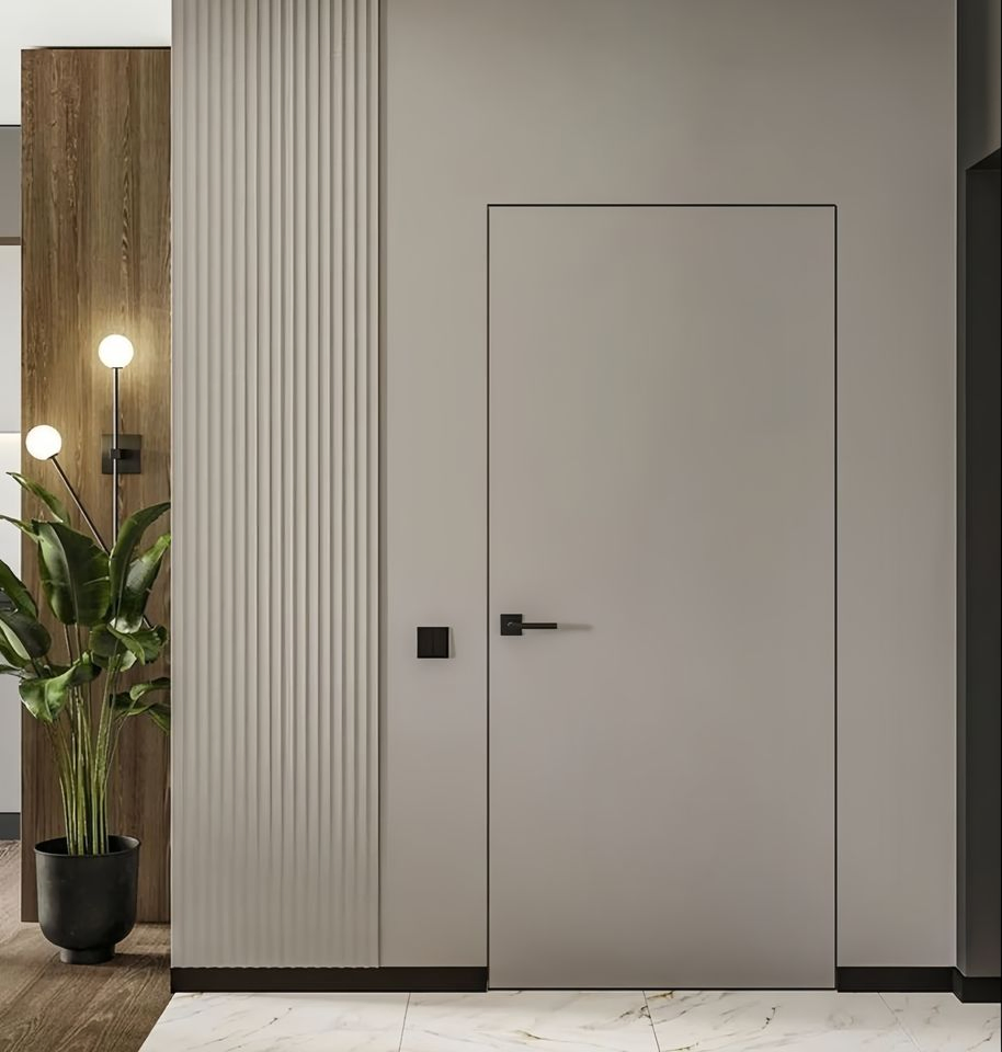 Luxury Frameless Wood Aluminium Hidden Door Custom Interior Pre-Hung Office House Room Invisible Secret Design Slab Door