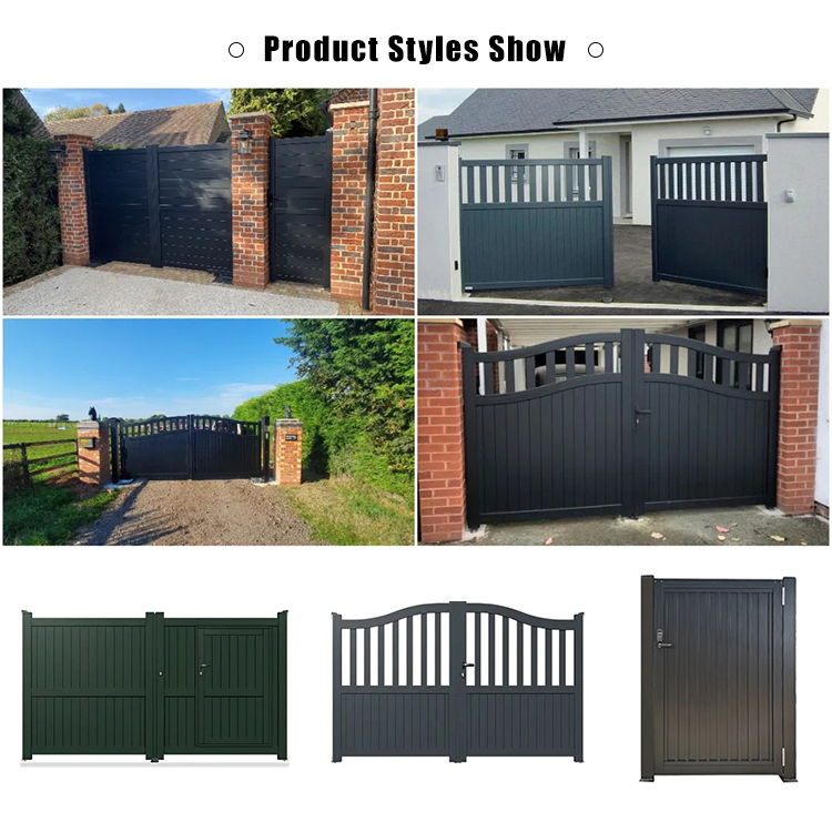 Outside Double Swing Gate Door Electric Control Design Luxurious Main Aluminium Alloy Gate