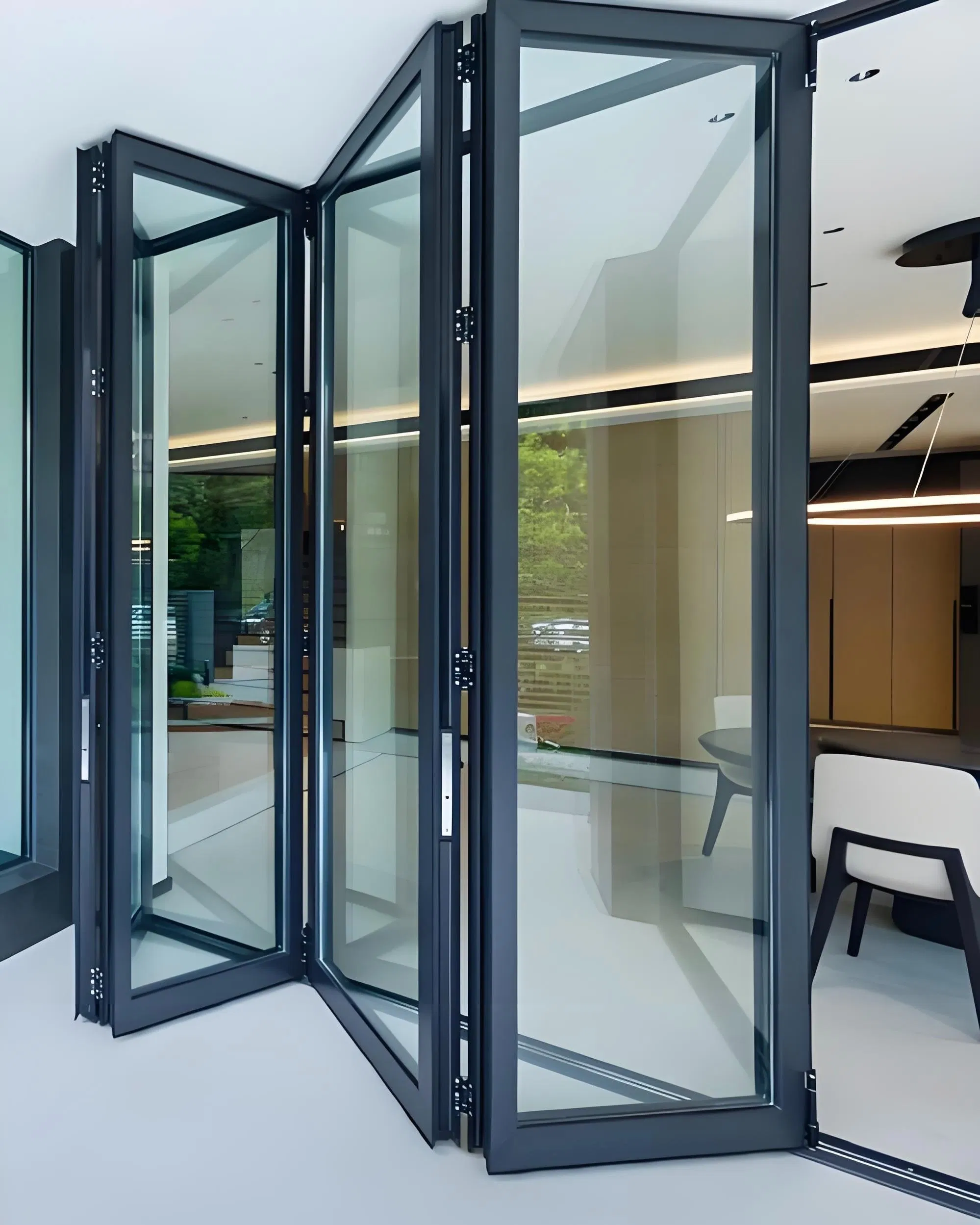 Customized Patio Windproof Aluminium Folding Double Tempered Glass Sliding Bifold Doors