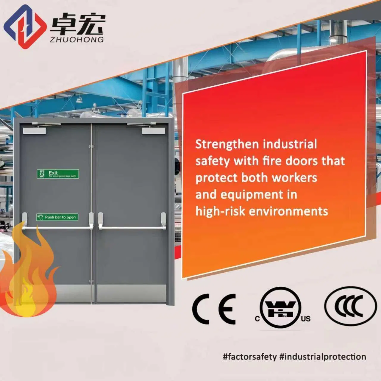 Resistant to Deformation Metal Soundproof Steel Fire Rated Door for Hospital Wards