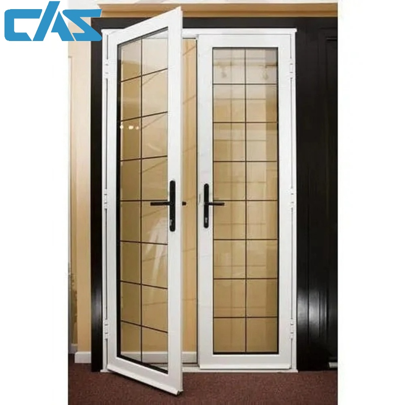 Puerta de pantalla de doble batiente de aluminio, puerta de seguridad de cristal batiente económica, puerta de aluminio con bisagra